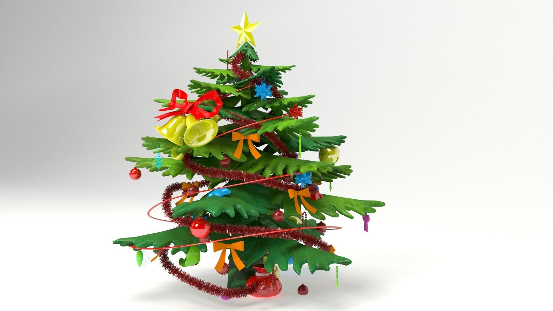 Christmas tree cartoon 3D model_1