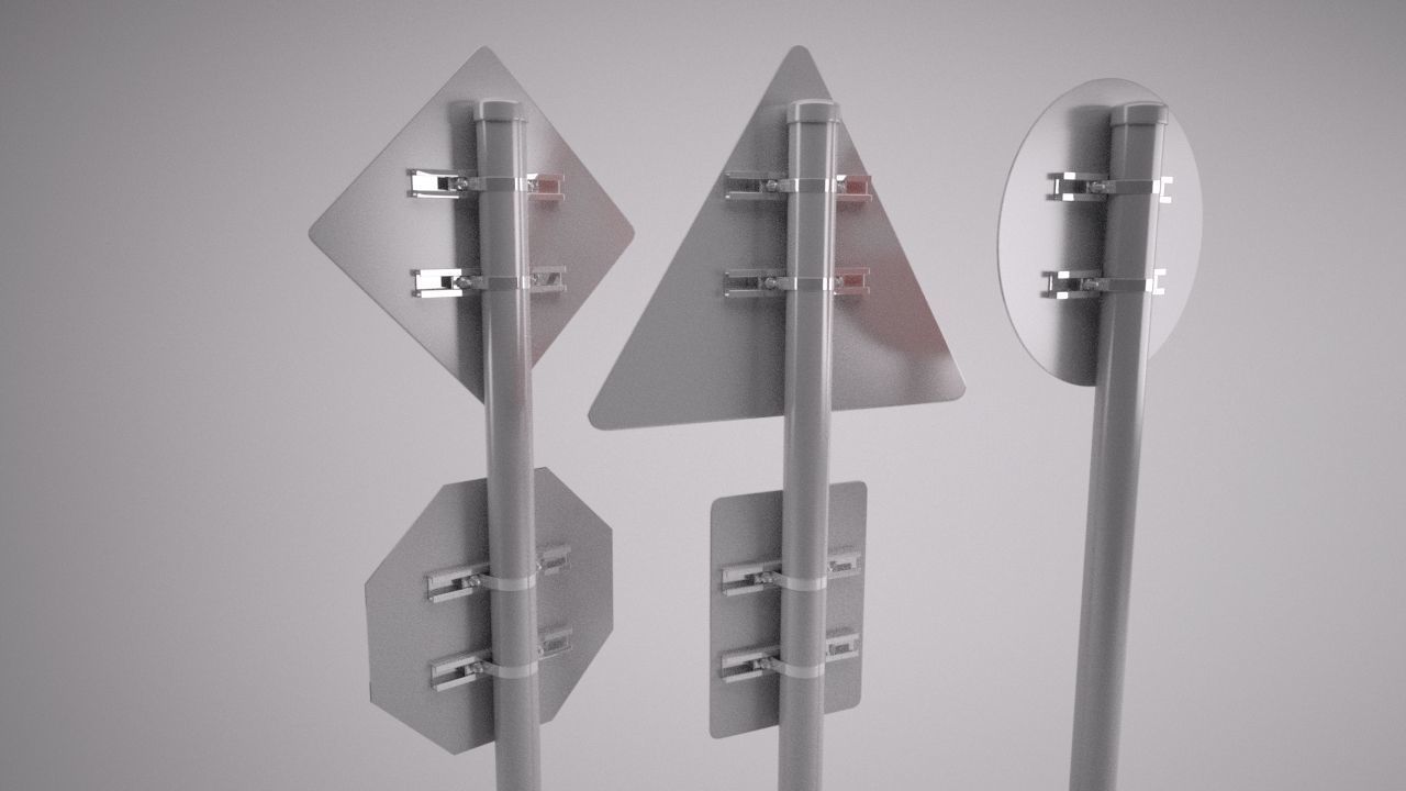 Road Signs with place holders 3D model_1