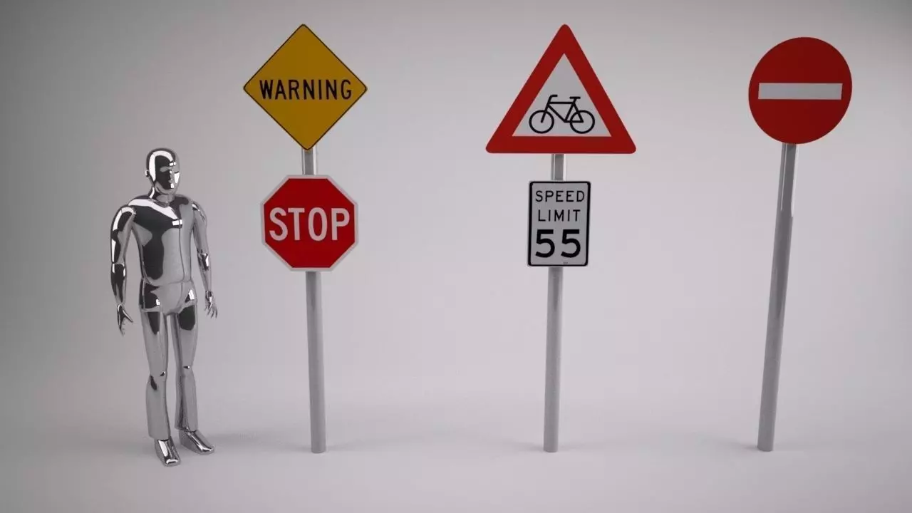 Road Signs with place holders 3D model_0