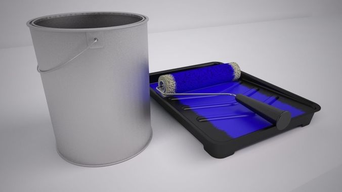 Paint Tray and Roller 3D model