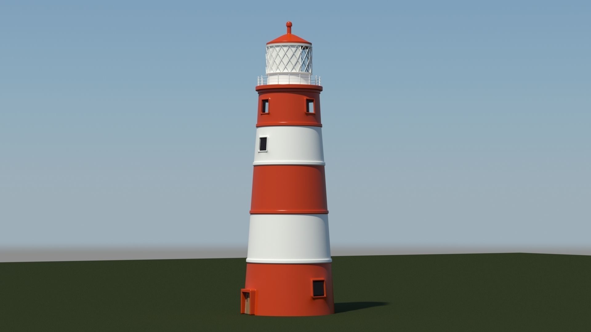 Candy Striped Lighthouse 3D model_4