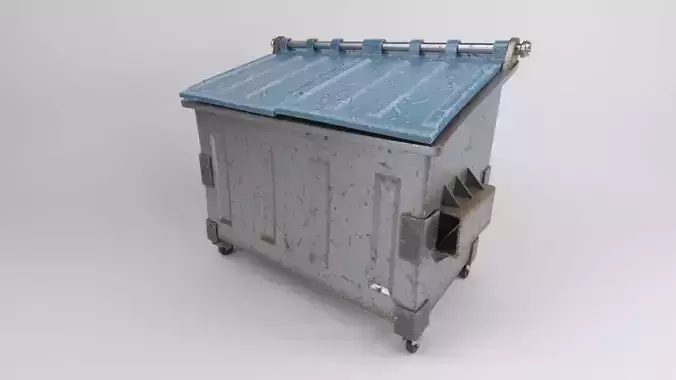 Dumpster metal trash can on wheels 3D model