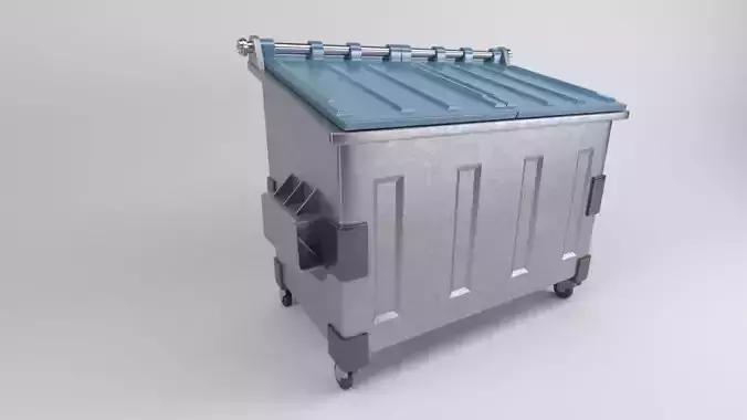 Dumpster metal trash can on wheels