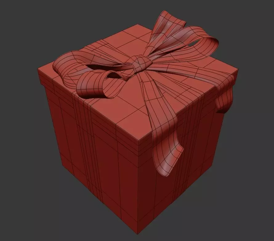 Gift Box with Knotted Bow 3D model_1