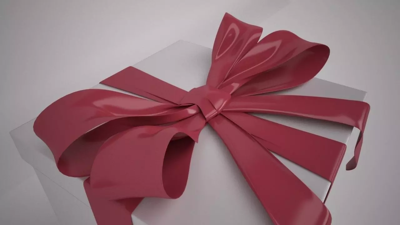 Gift Box with Knotted Bow 3D model_3