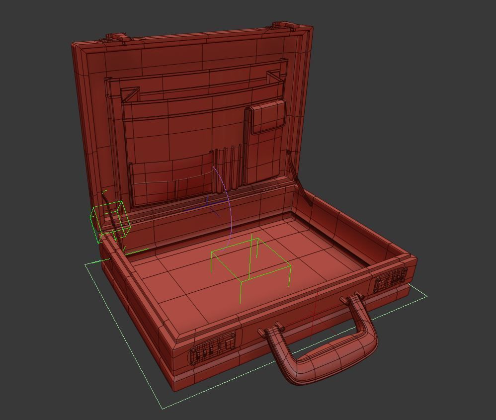 Leather Attach Briefcase Rigged 3D model_2