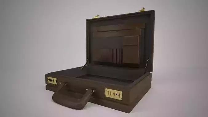 Leather Attach Briefcase Rigged