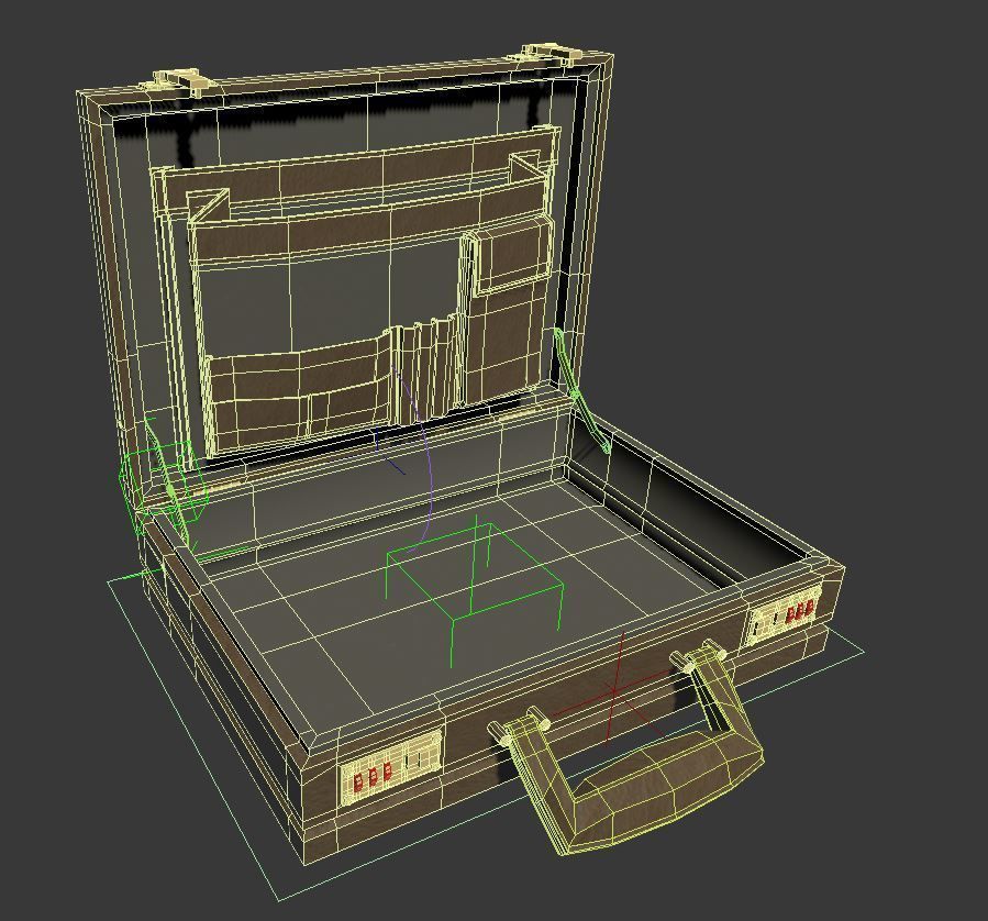 Leather Attach Briefcase Rigged 3D model_5