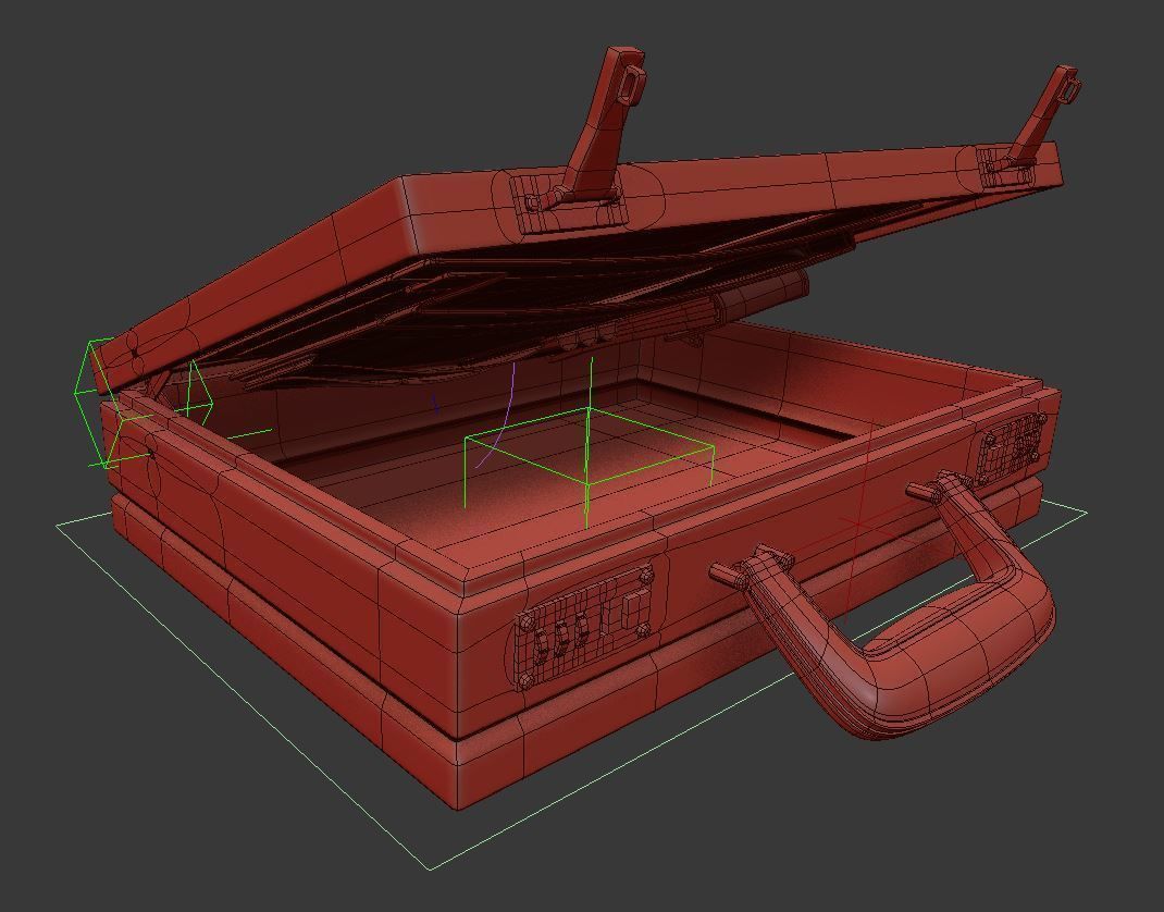 Leather Attach Briefcase Rigged 3D model_4