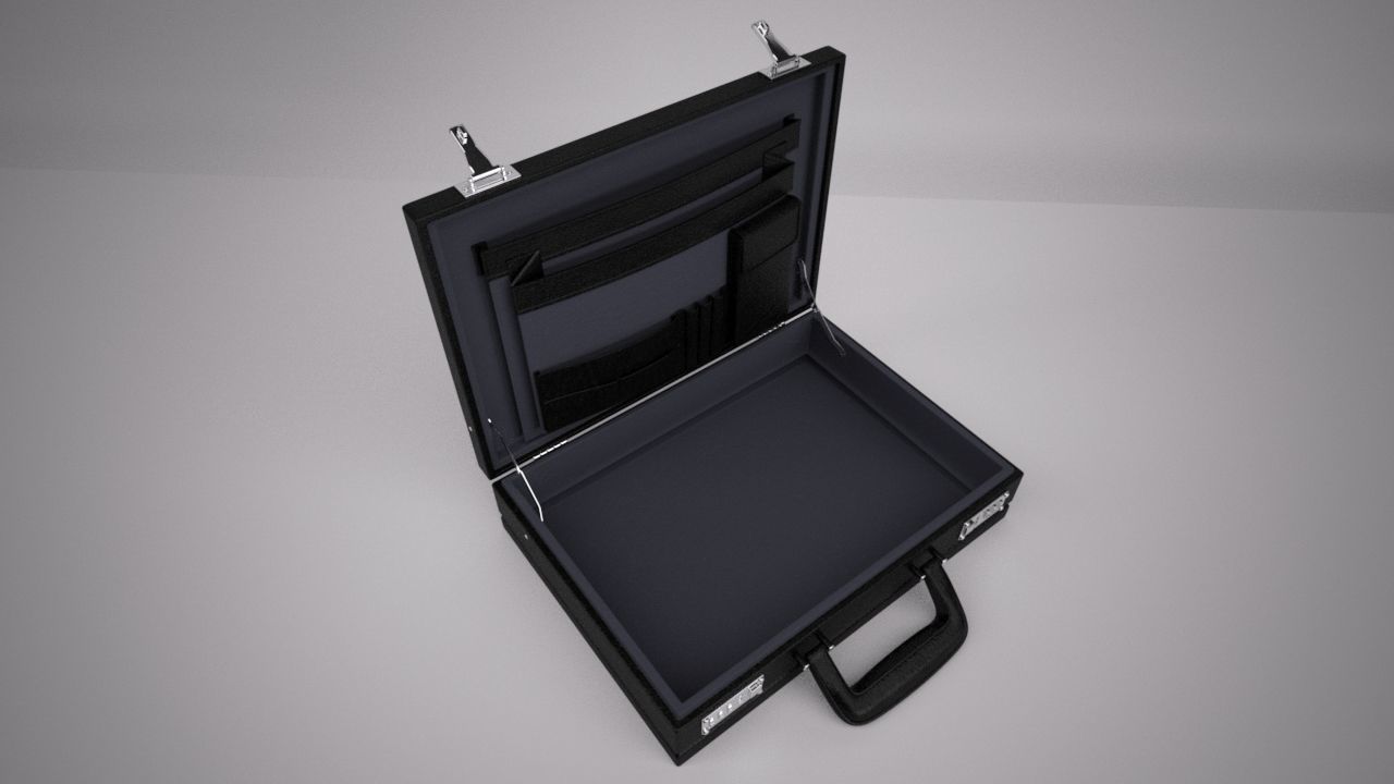 Leather Attach Briefcase Rigged 3D model_8