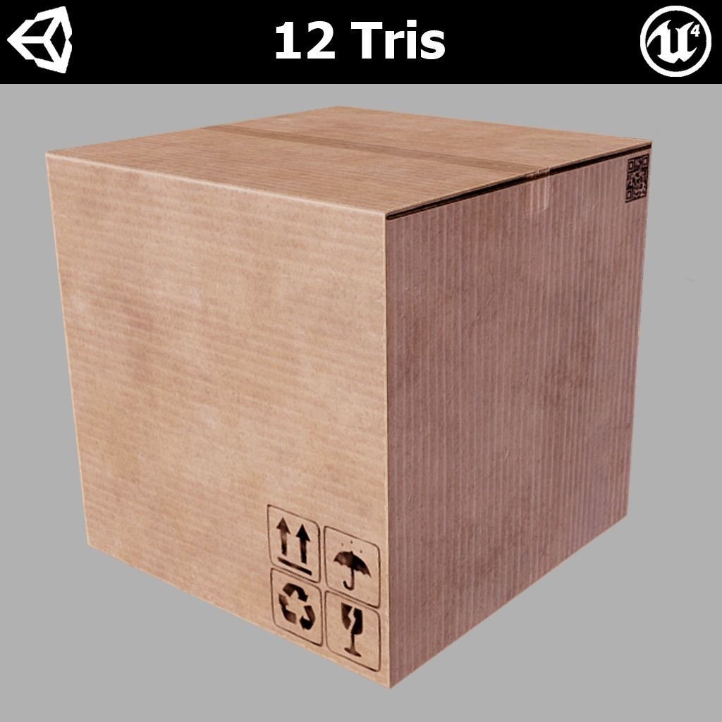 Cardboard crate PBR GameReady 3D asset CGTrader