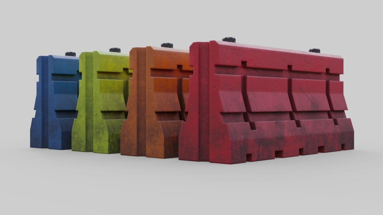 Traffic Barrier 3 Low-poly 3D model_2
