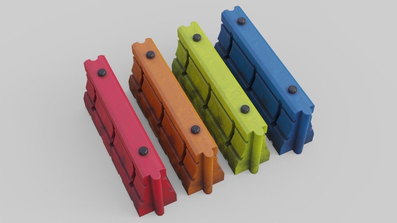 Traffic Barrier 3 Low-poly 3D model_1
