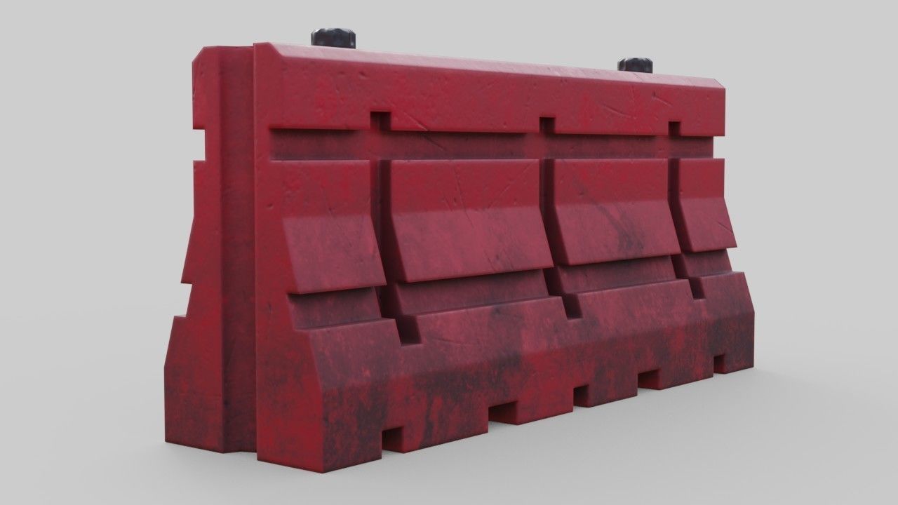 Traffic Barrier 3 Low-poly 3D model_6