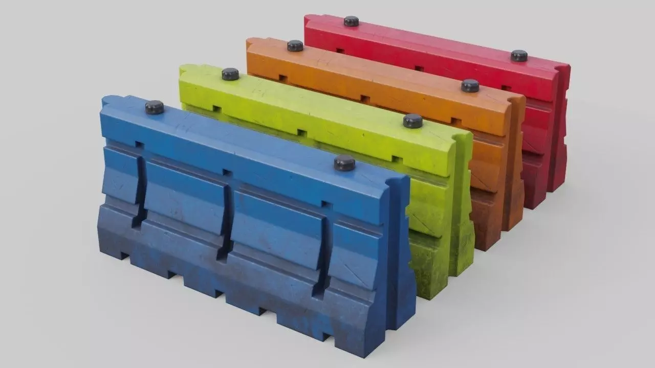 Traffic Barrier 3 Low-poly 3D model_0