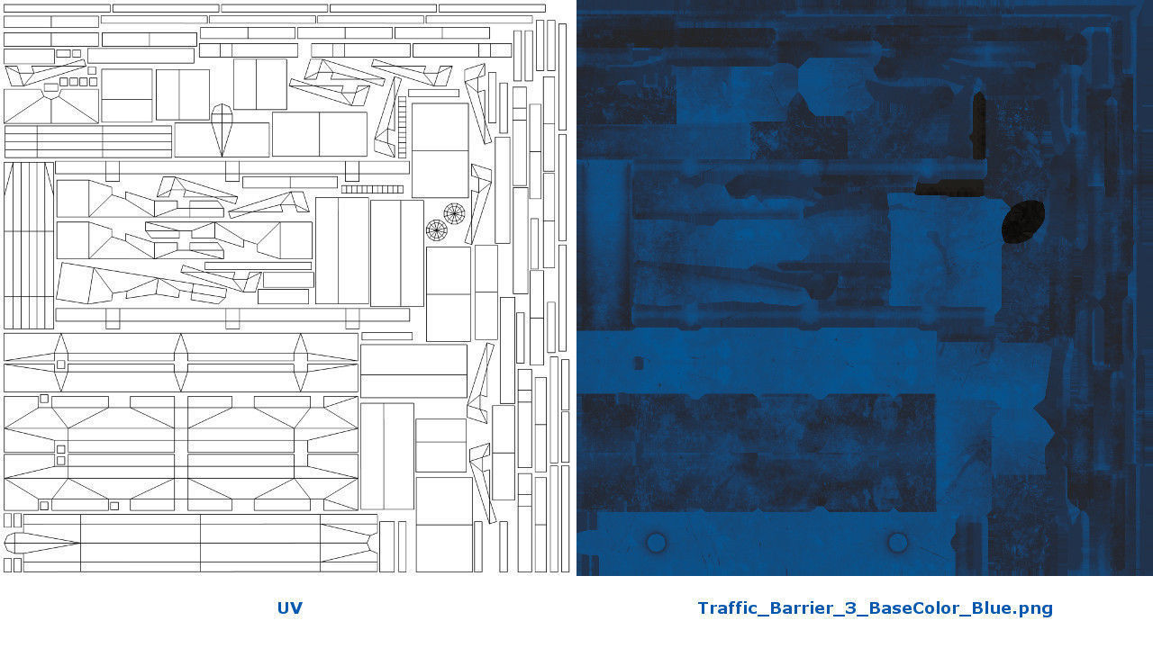 Traffic Barrier 3 Low-poly 3D model_9
