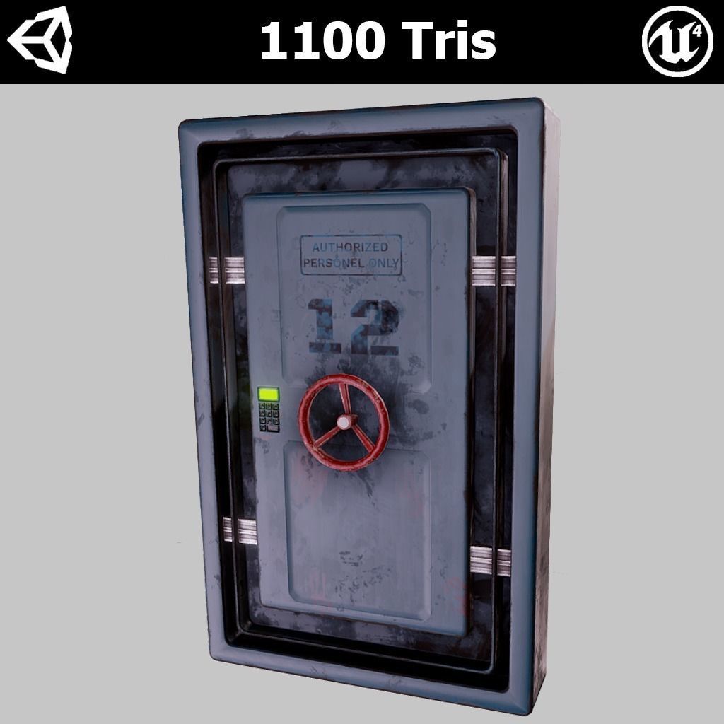 Bunker door PBR Game-Ready Low-poly 3D model_0