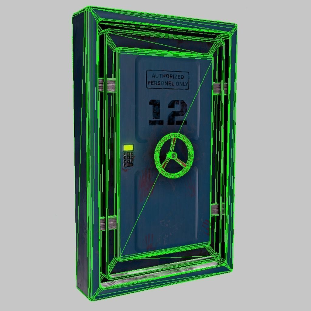 Bunker door PBR Game-Ready Low-poly 3D model_1