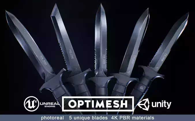 Combat Knife - PBR 3D model Low-poly 3D model