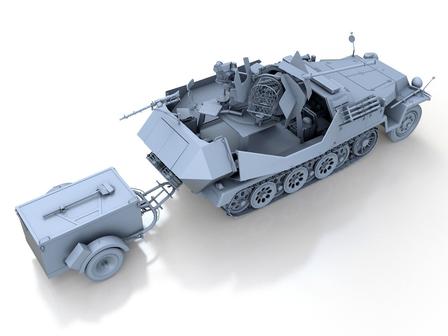 SDKFZ 251 Ausf C - Hanomag Anti-aircraft vehicle 3D model_5