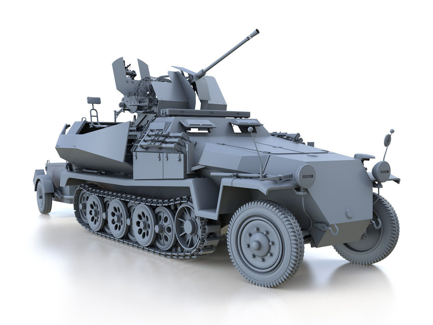 SDKFZ 251 Ausf C - Hanomag Anti-aircraft vehicle 3D model_8