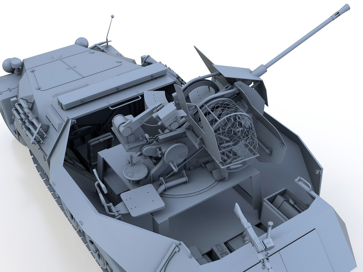 SDKFZ 251 Ausf C - Hanomag Anti-aircraft vehicle 3D model_9