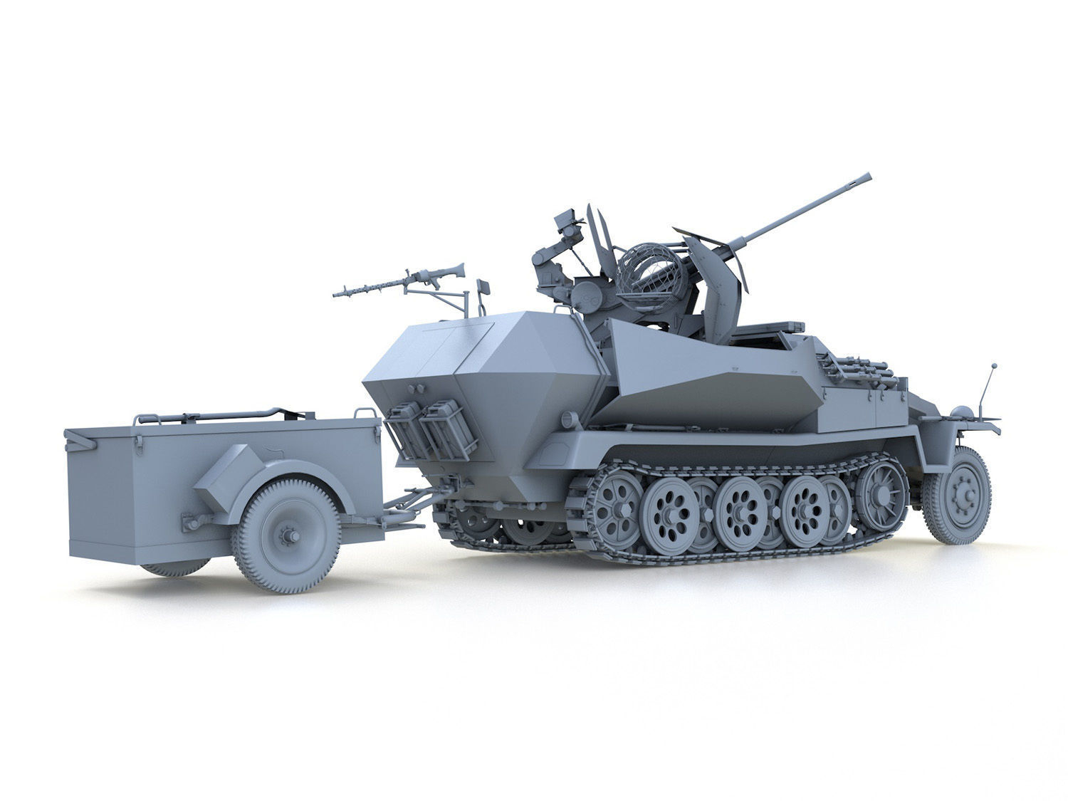 SDKFZ 251 Ausf C - Hanomag Anti-aircraft vehicle 3D model_6