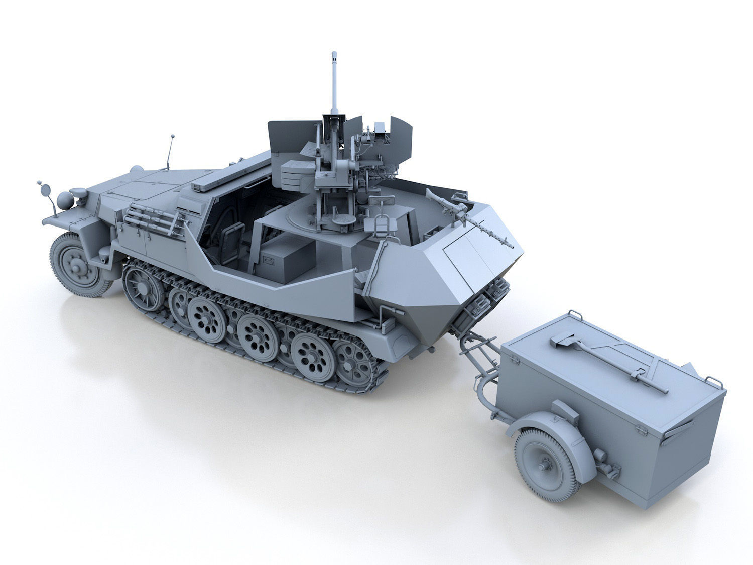 SDKFZ 251 Ausf C - Hanomag Anti-aircraft vehicle 3D model_4