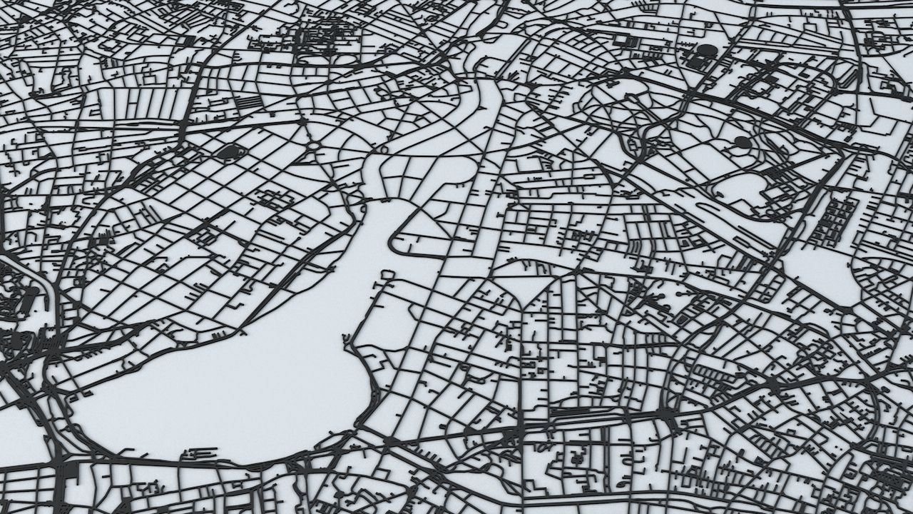 Hamburg Road Network and Streets 3D model_7