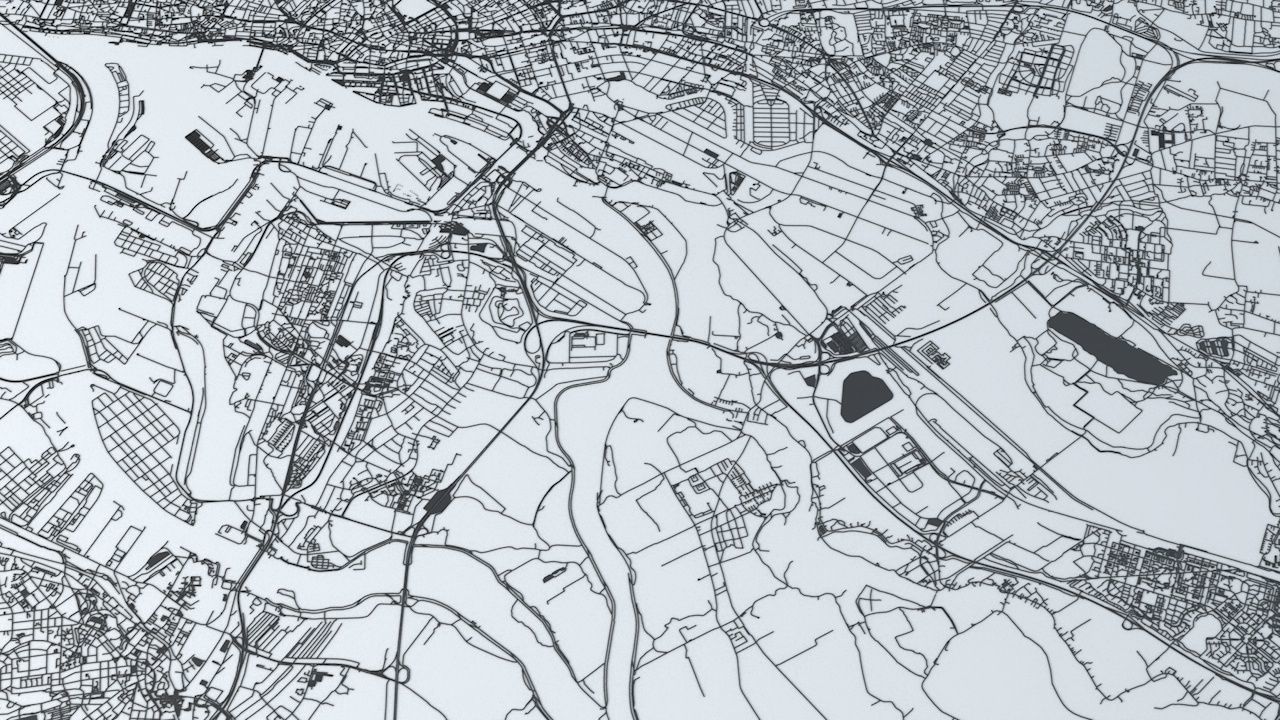 Hamburg Road Network and Streets 3D model_8