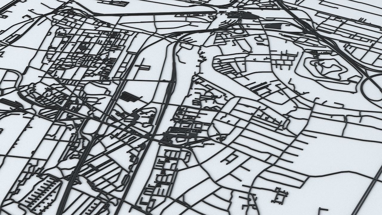 Hamburg Road Network and Streets 3D model_6
