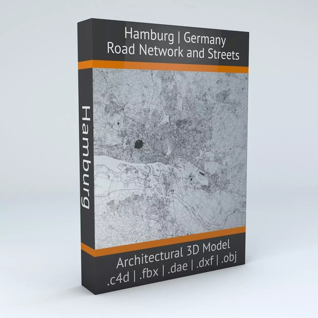 Hamburg Road Network and Streets 3D model_0