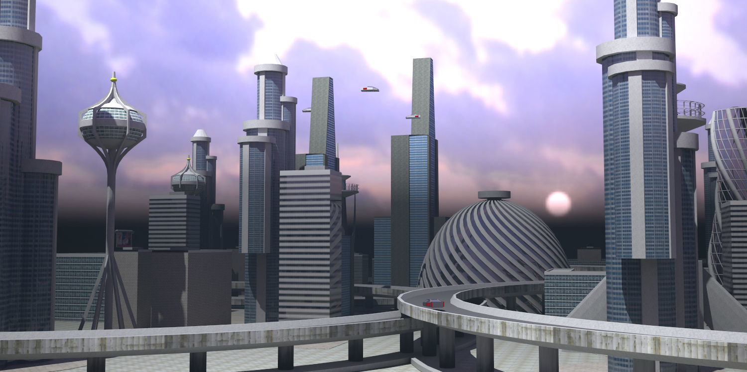 sci fi city Low-poly 3D model_1