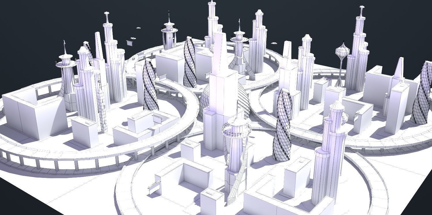 sci fi city Low-poly 3D model_4