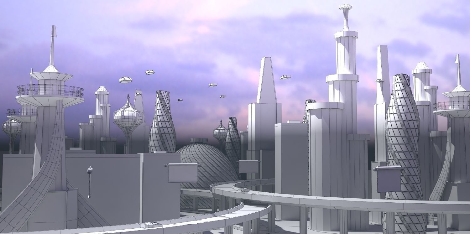 sci fi city Low-poly 3D model_2