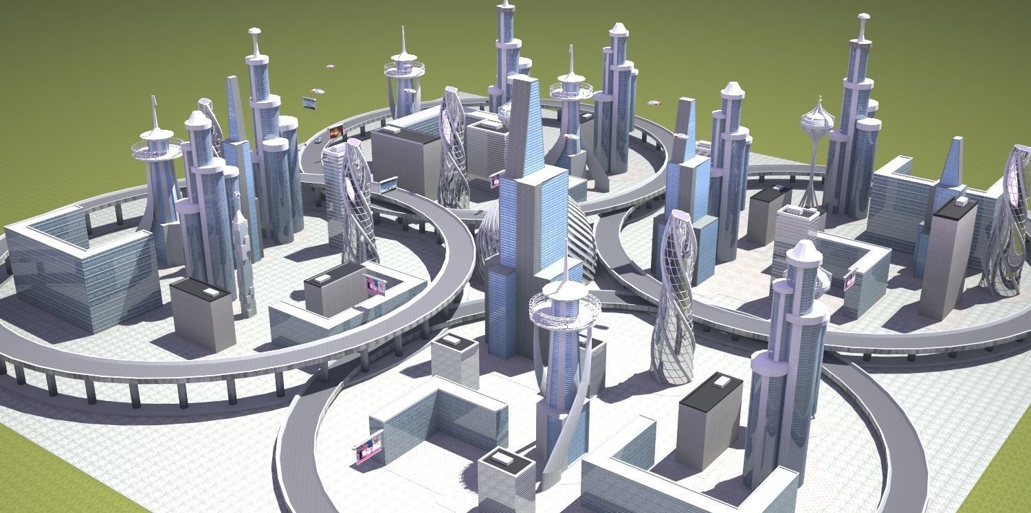sci fi city Low-poly 3D model_3
