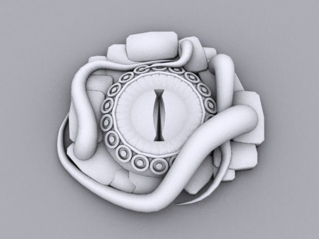 Old tentacle monster token for horror and eldritch board games 3D print model