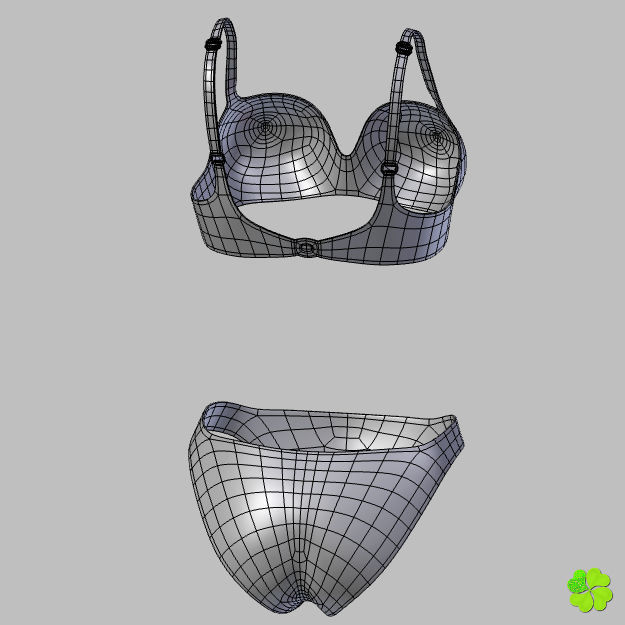 Bikini hearts low poly Low-poly 3D model_25