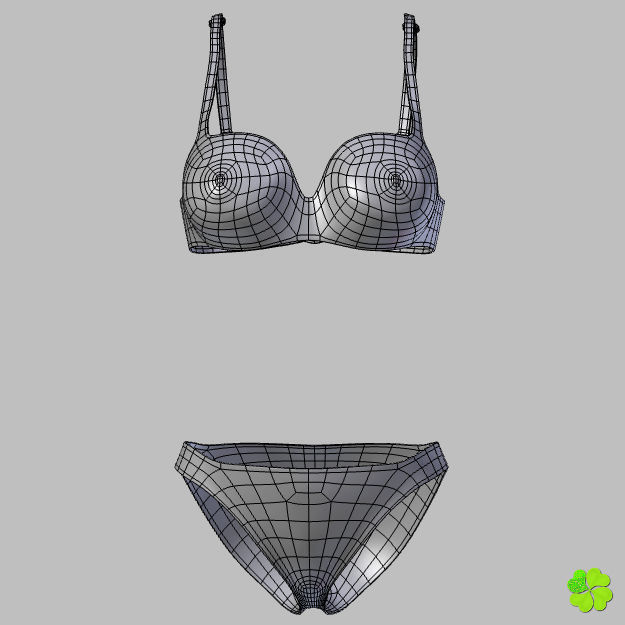 Bikini hearts low poly Low-poly 3D model_13