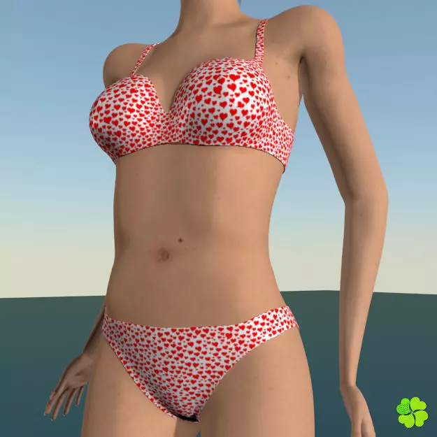 Bikini hearts low poly Low-poly 3D model_0
