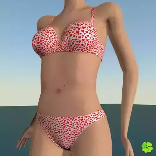 Bikini hearts low poly Low-poly 3D model