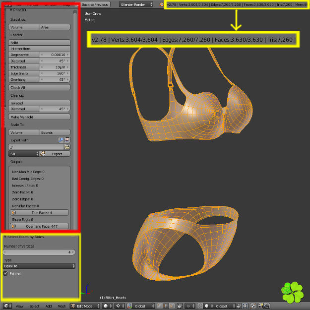 Bikini hearts low poly Low-poly 3D model_37