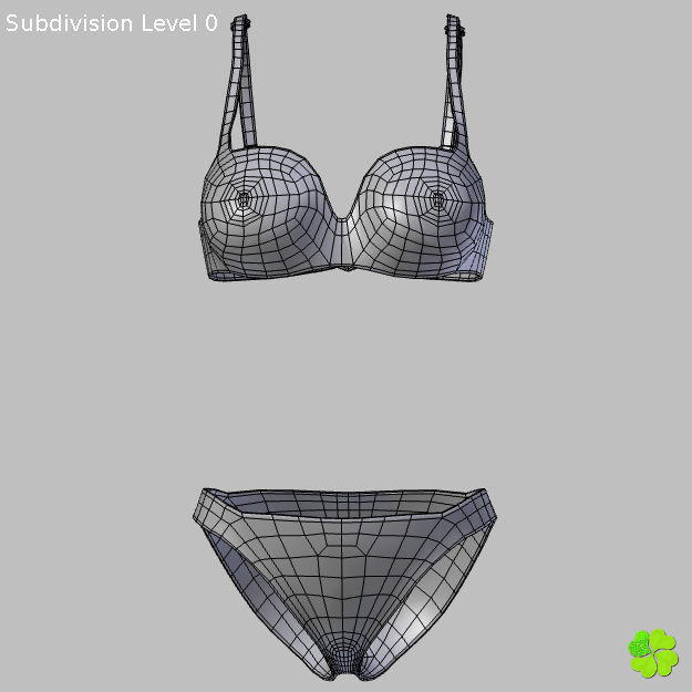 Bikini hearts low poly Low-poly 3D model_14