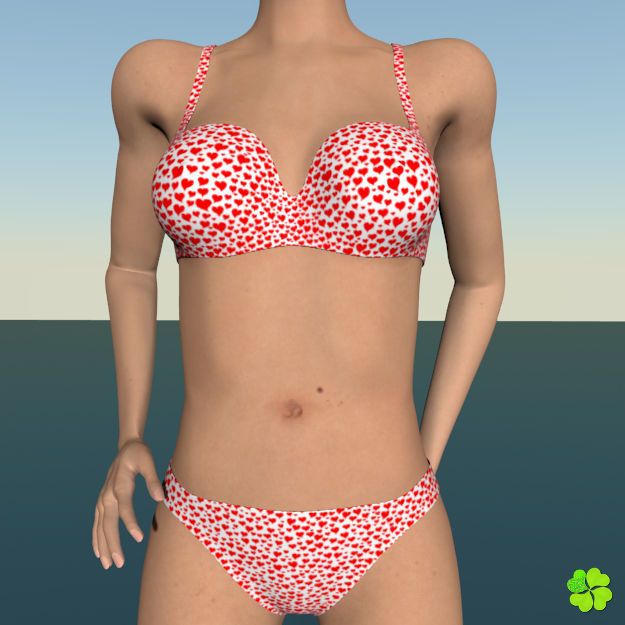 Bikini hearts low poly Low-poly 3D model_12