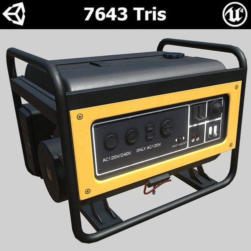 Power diesel generator PBR Game-Ready Low-poly 3D model