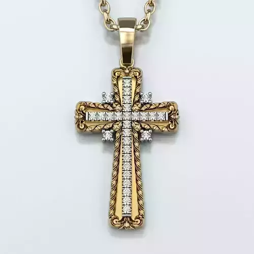 Cross Pendant with gemstones 008