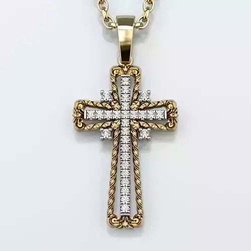 Cross Pendant with gemstones 009