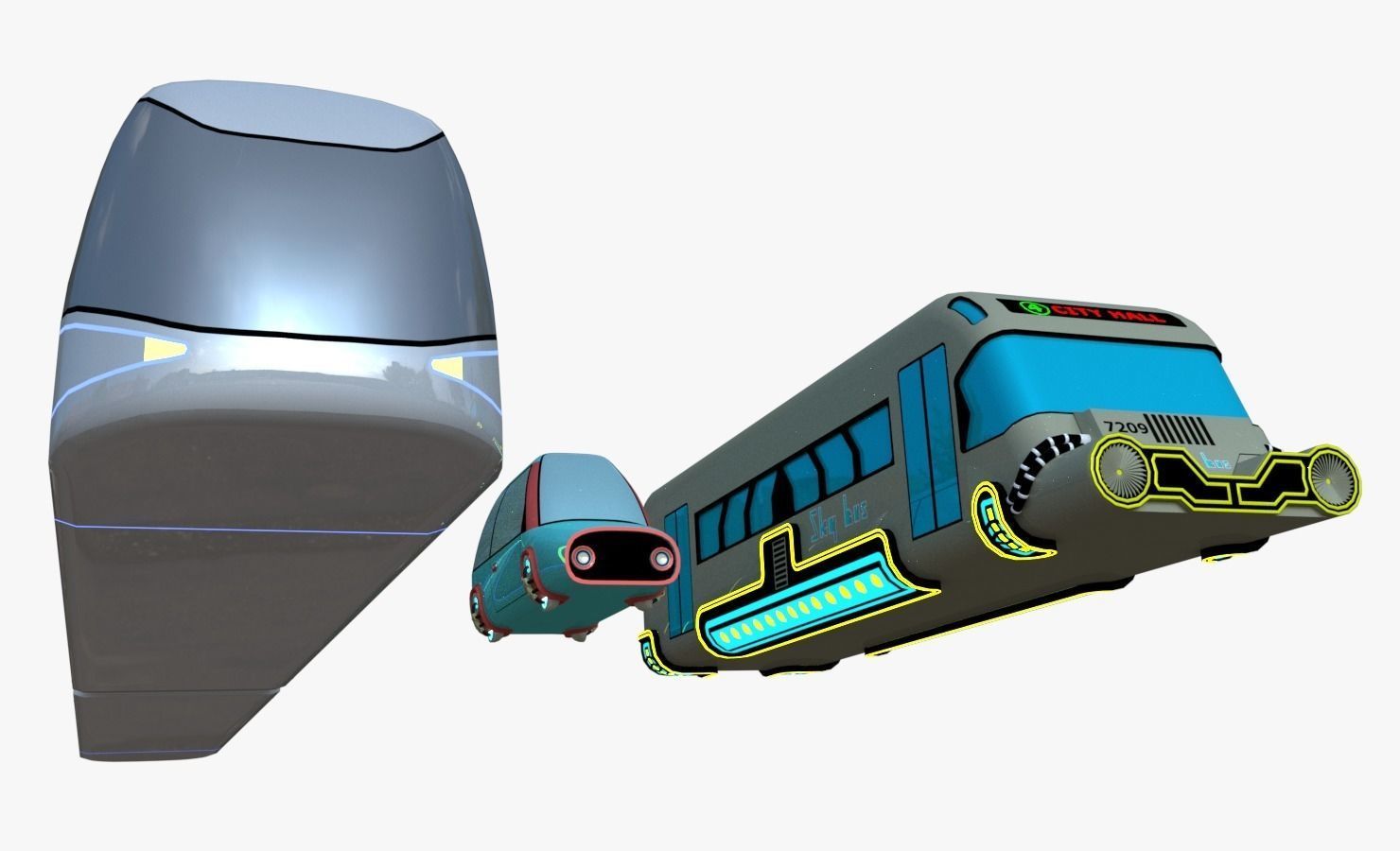 Hover vehicles collection 3D model_1