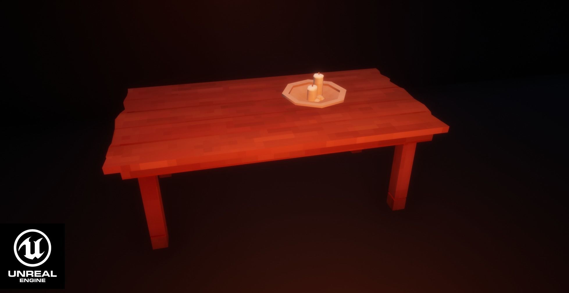 Low Poly Pixelated Table 64x64 Free low-poly 3D model