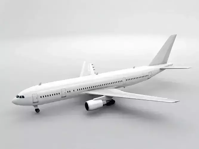  Airbus A300-600 Airliner - Generic White Low-poly 3D model